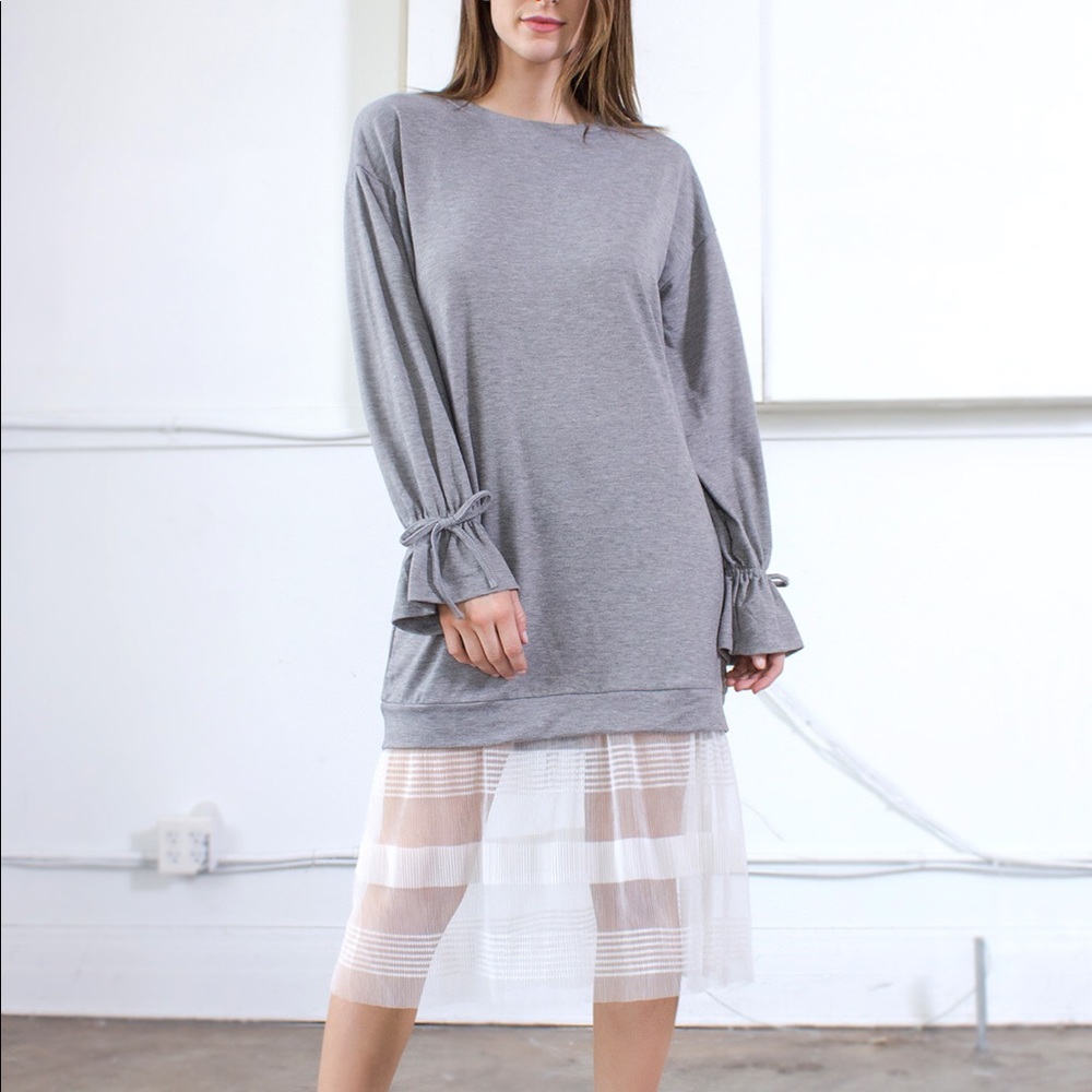 Lace Detail Sweatshirt Dress